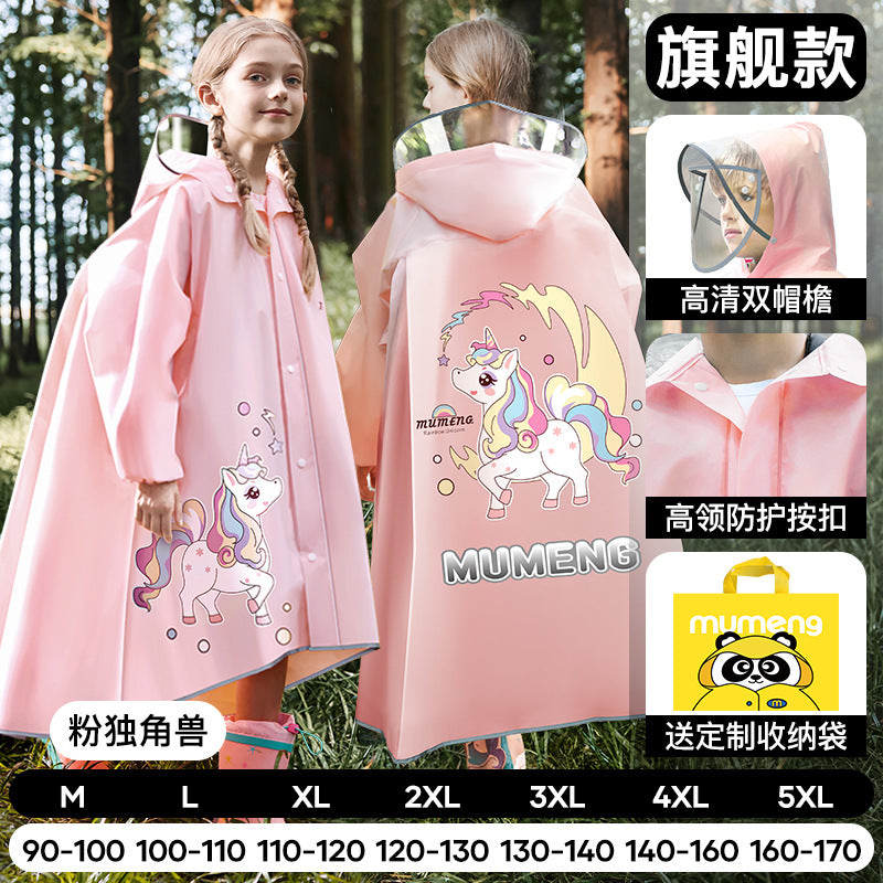 Mumeng children's raincoat boy's whole body rainstorm bag seat cycling poncho breathable and wear-resistant school walking raincoat