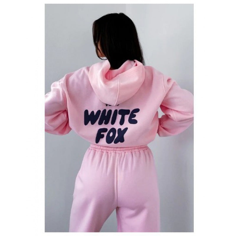 European and American spring, autumn and winter new sweatshirt set fashion sports LOGO long-sleeved pullover hooded sweatshirt two-piece set