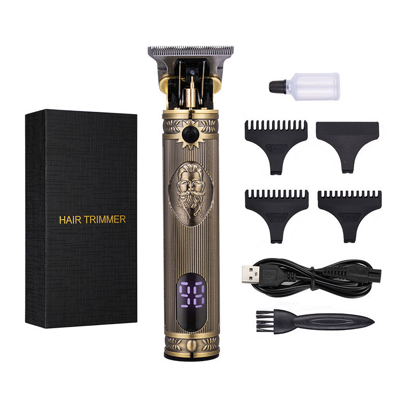 Hair clipper electric household shaved head electric clipper retro oil head charging engraving electric hair clipper cross border haircut clipper