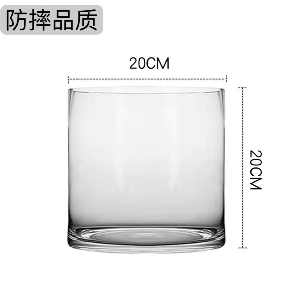 Transparent square jar vase, water culture, green plant, white palm, succulent, square cup, flower arrangement, hydroponic flower pot, tabletop simple ornament, florist