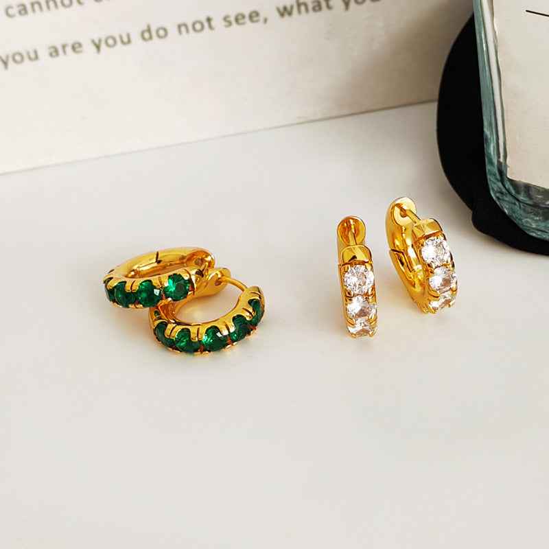 Copper plated gold inlaid earrings