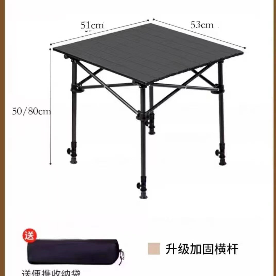 Outdoor Folding Table Metal Egg Roll Table Portable Camping Picnic Table Setting Table Camping Barbecue Self Drive Tour