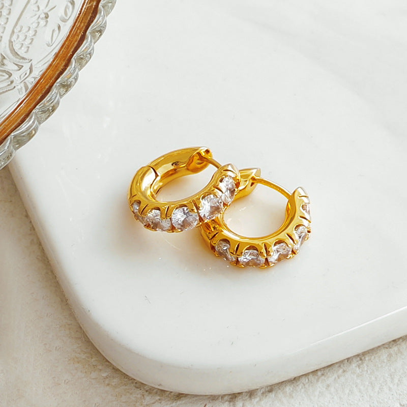 Copper plated gold inlaid earrings