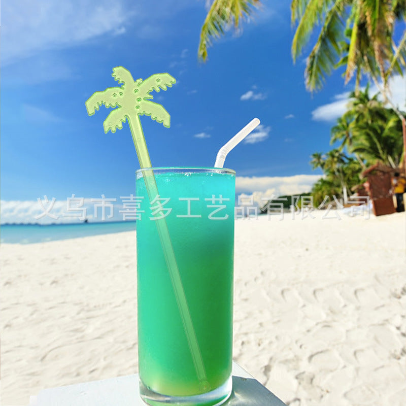 Plastic coconut tree shaped stirring sticks, colorful bartender bars, bar supplies, cocktail juice decoration, coffee sticks, 50 sticks