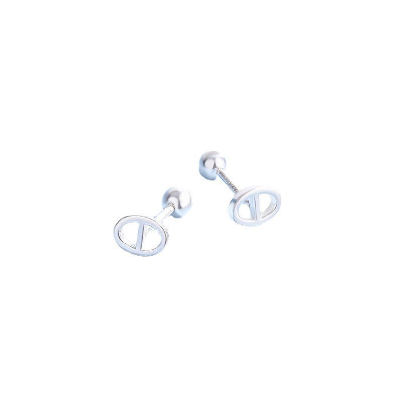 Under the ginkgo tree S999 pure silver pig nose earrings high-end earrings 2023 simple niche design earrings