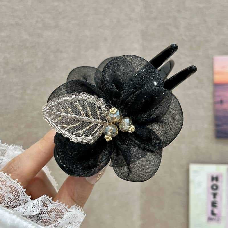 Maruko hairclip women's summer simple temperament, flower mesh, the back of the head, grab the clip pan hairpin