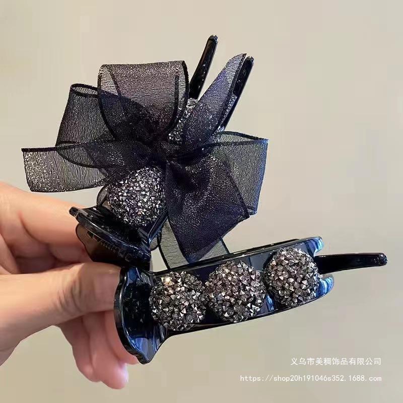 Maruko hairclip women's summer simple temperament, flower mesh, the back of the head, grab the clip pan hairpin