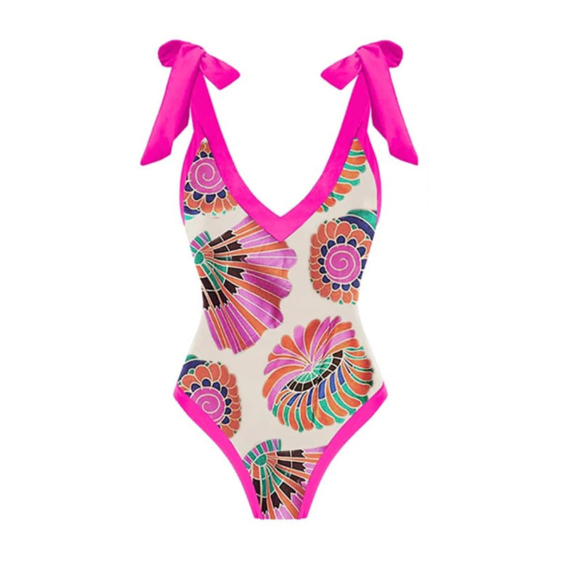 Sexy Retro One-Piece Swimsuit – Tight Fit, Strappy Design, Chiffon Cover-Up Skirt, European & American Fashion for Women