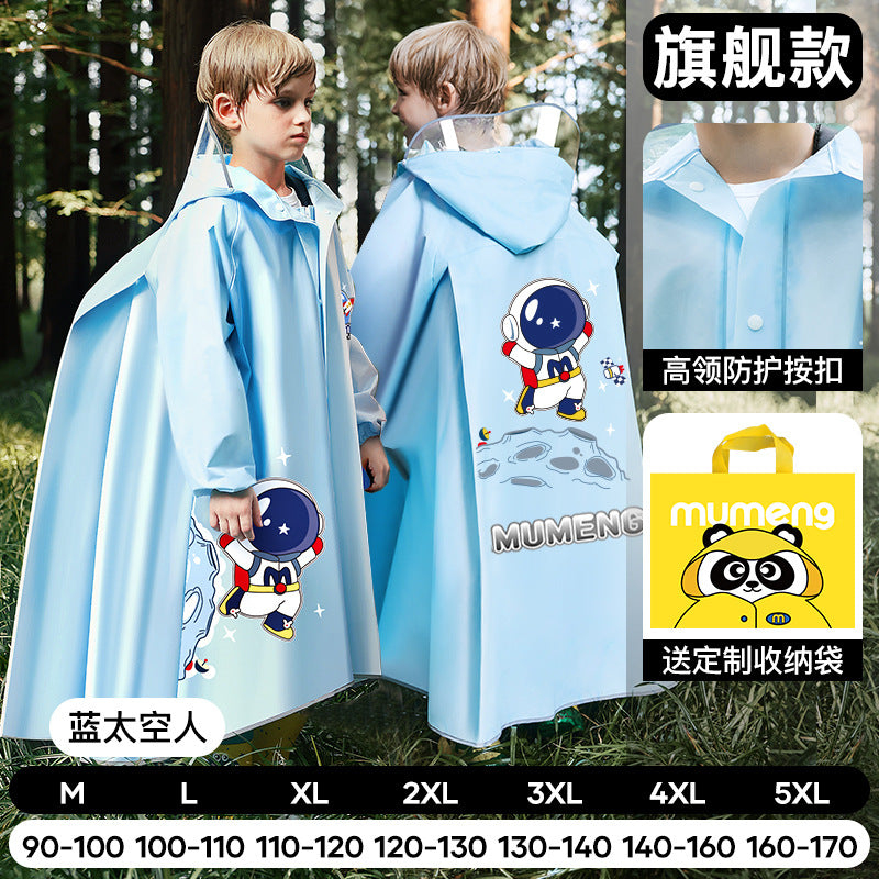Mumeng children's raincoat boy's whole body rainstorm bag seat cycling poncho breathable and wear-resistant school walking raincoat