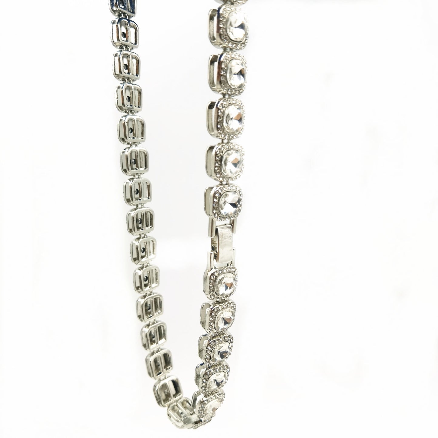 New European and American hip-hop men's 12mm glass simple Cuban necklace HipHop trend men's accessories factory direct supply