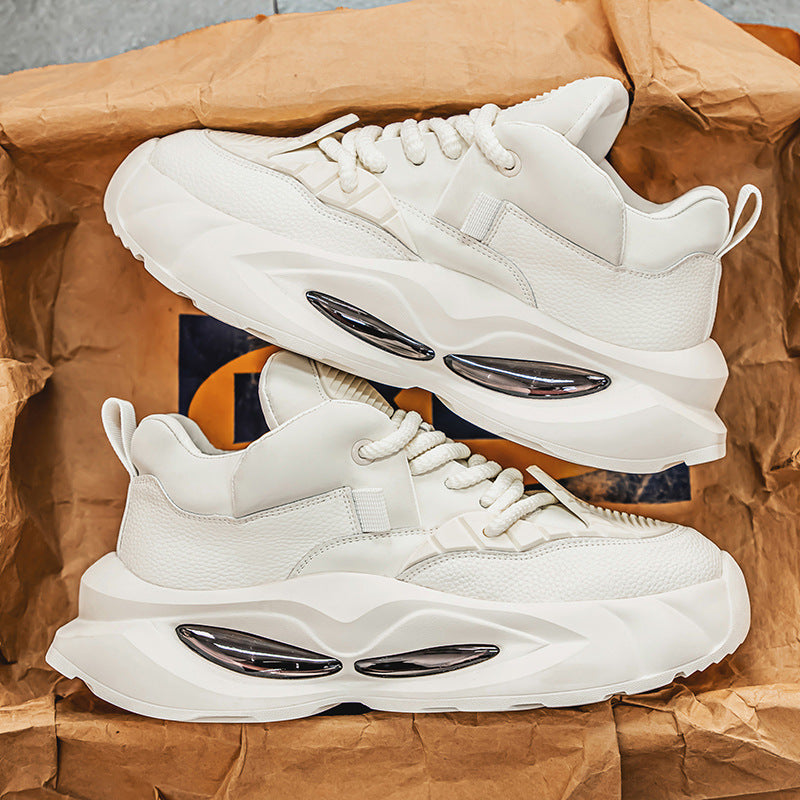Men's shoes spring new outdoor wear-resistant thick-soled heightened sports trendy shoes high-end and versatile student dad shoes