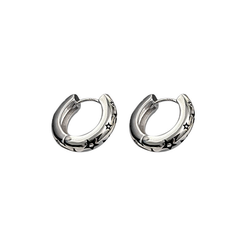 Yongcheng s925 sterling silver earrings niche design sense of high-end earrings American retro star earrings earrings autumn and winter