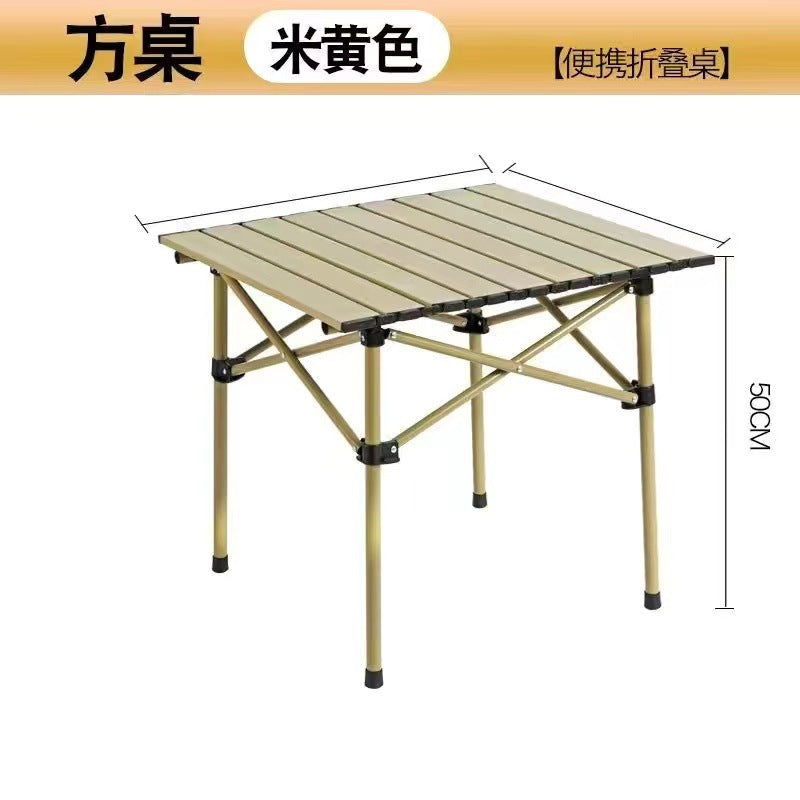 Outdoor Folding Table Metal Egg Roll Table Portable Camping Picnic Table Setting Table Camping Barbecue Self Drive Tour