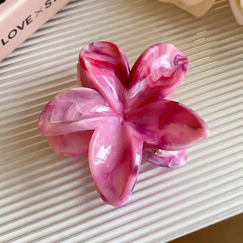 marbled grab clip Sweet and fresh frangipani hair clip Summer high-end shark hair clip