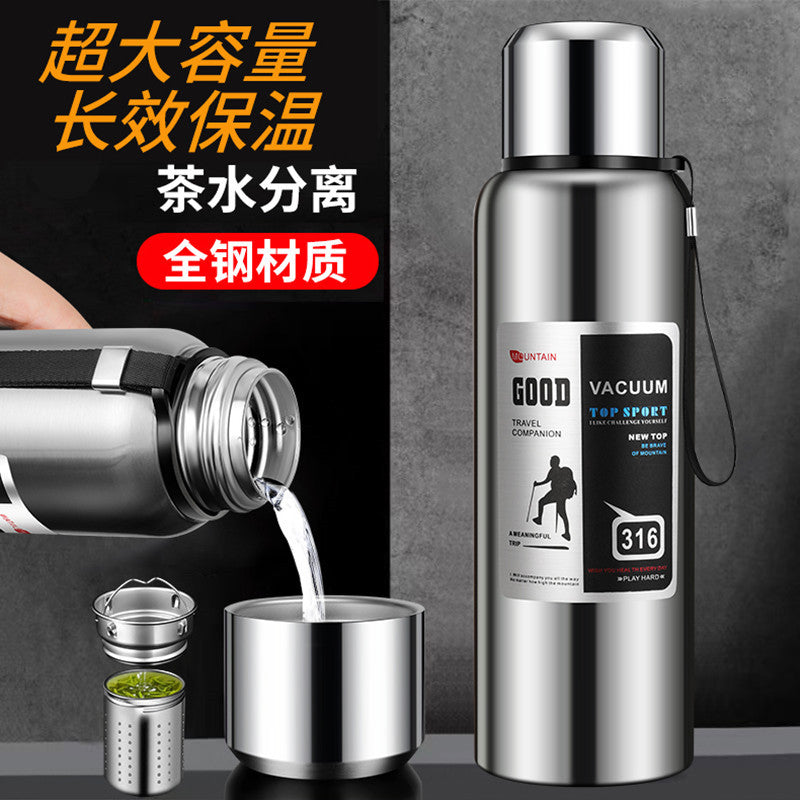stainless steel thermos mug large capacity portable outdoor food grade vacuum car travel jug all-steel thermos mug