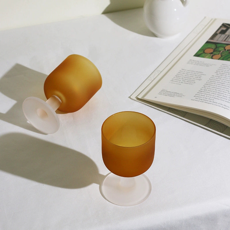 Medieval Cup Designer Sunset Cup Twilight Orange Frosted Glass Goblet Cocktail Glass Gift