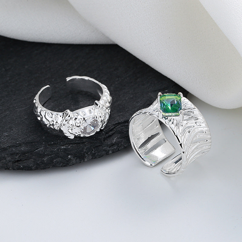 Green Gradual Irregular Opening Ring