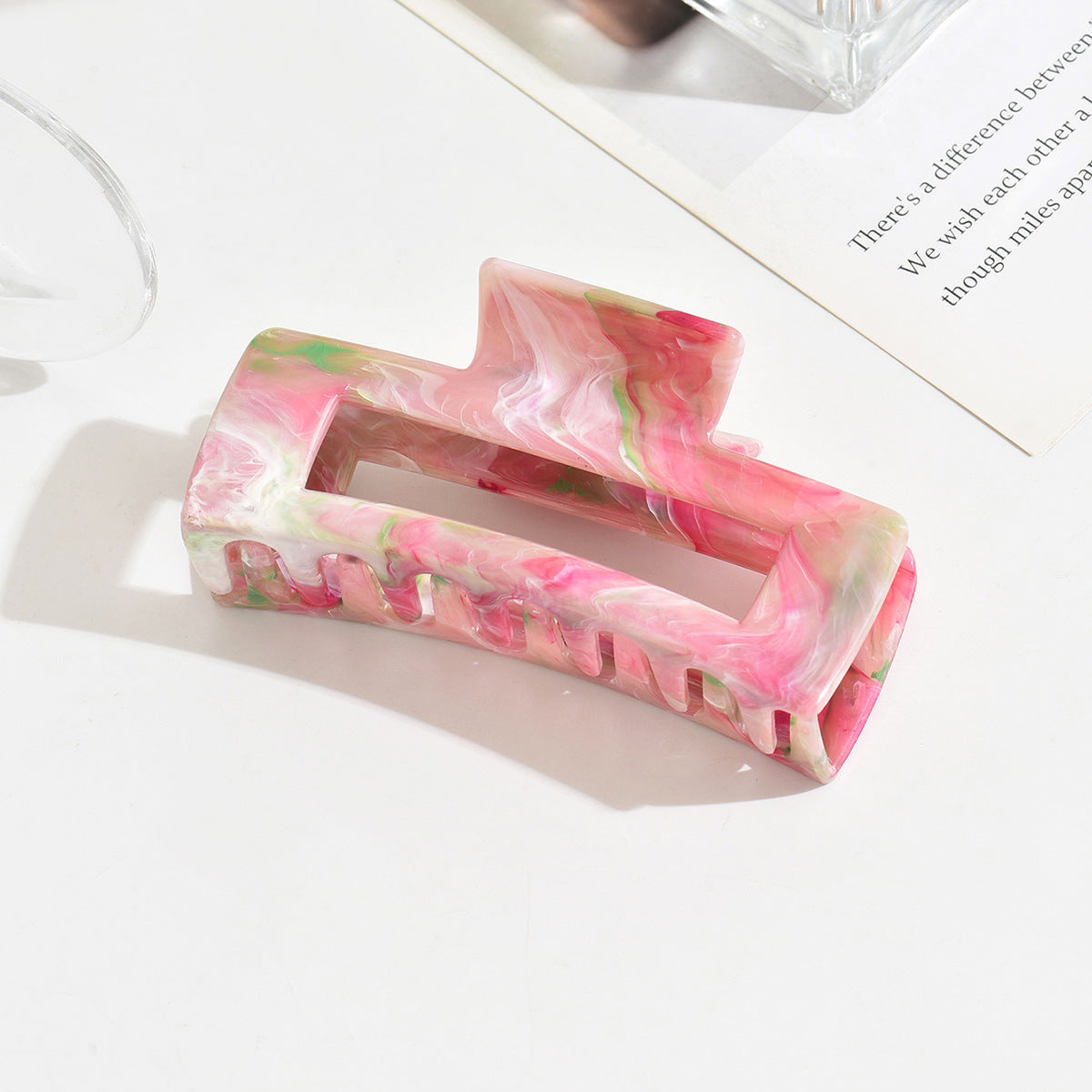 marbled grab clip Sweet and fresh frangipani hair clip Summer high-end shark hair clip