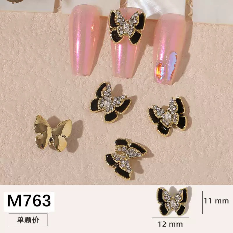 Net red manicure small fragrant wind jewelry love bunny new bow camellia dripping oil nail decoration stickers