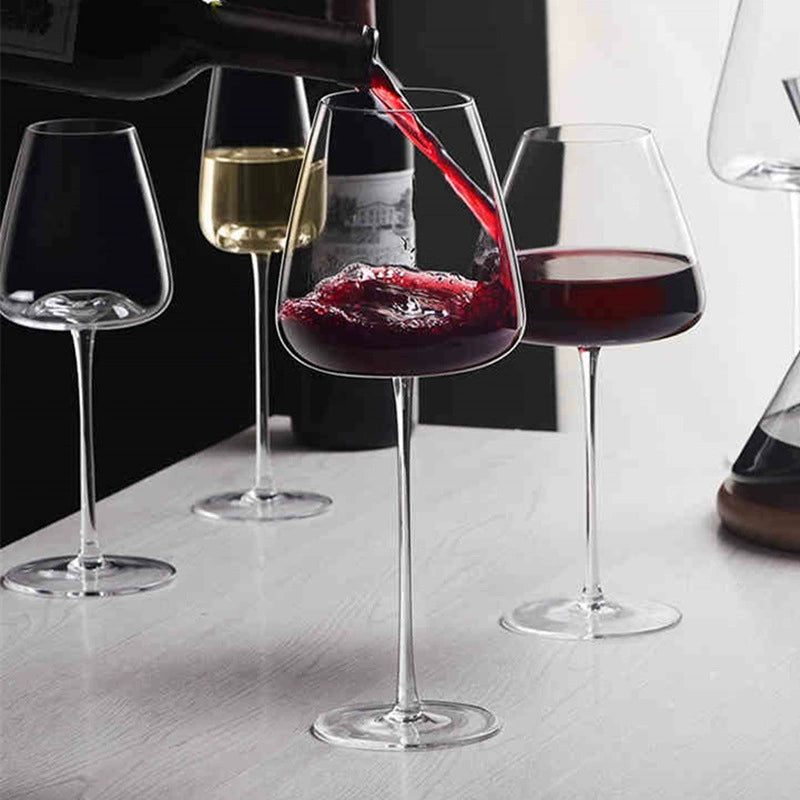 Luxury Handmade Burgundy Wine Glass – Ultra-Thin Crystal, Large Belly, Ideal for Tasting & Home Use