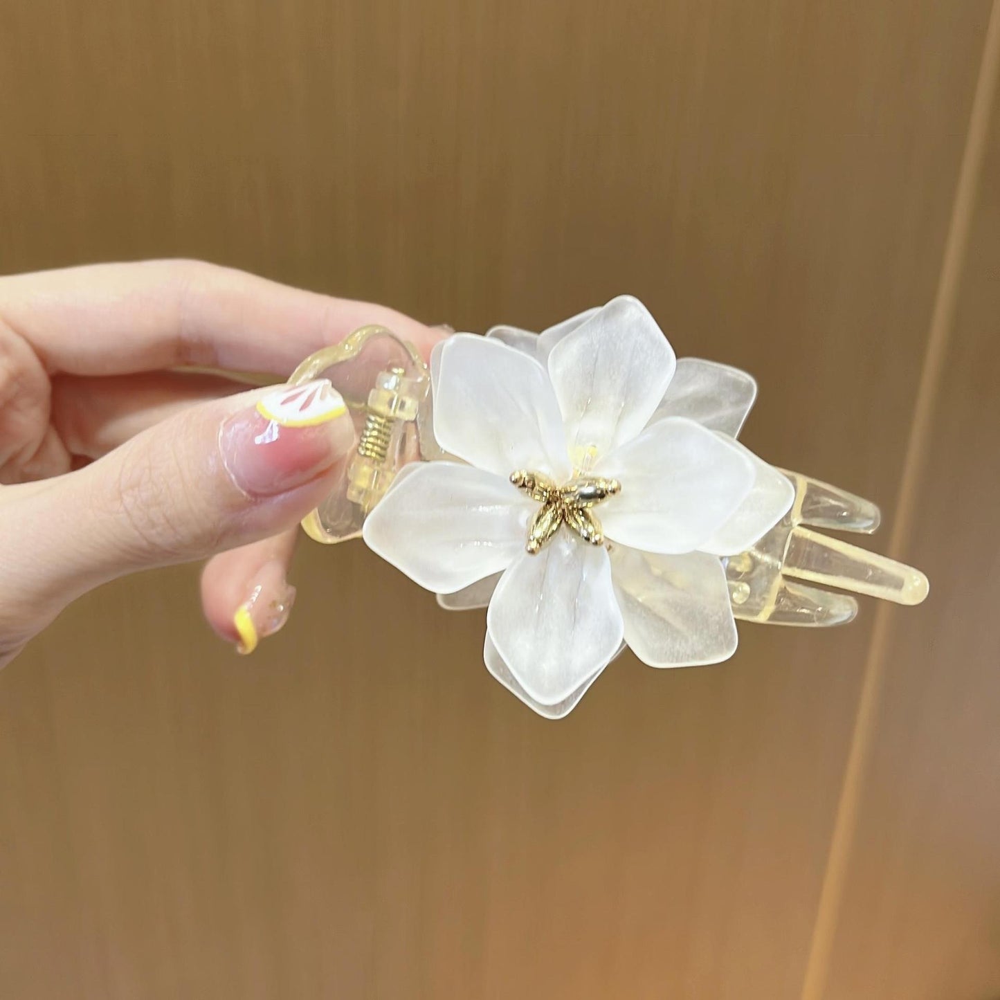 Maruko hairclip women's summer simple temperament, flower mesh, the back of the head, grab the clip pan hairpin