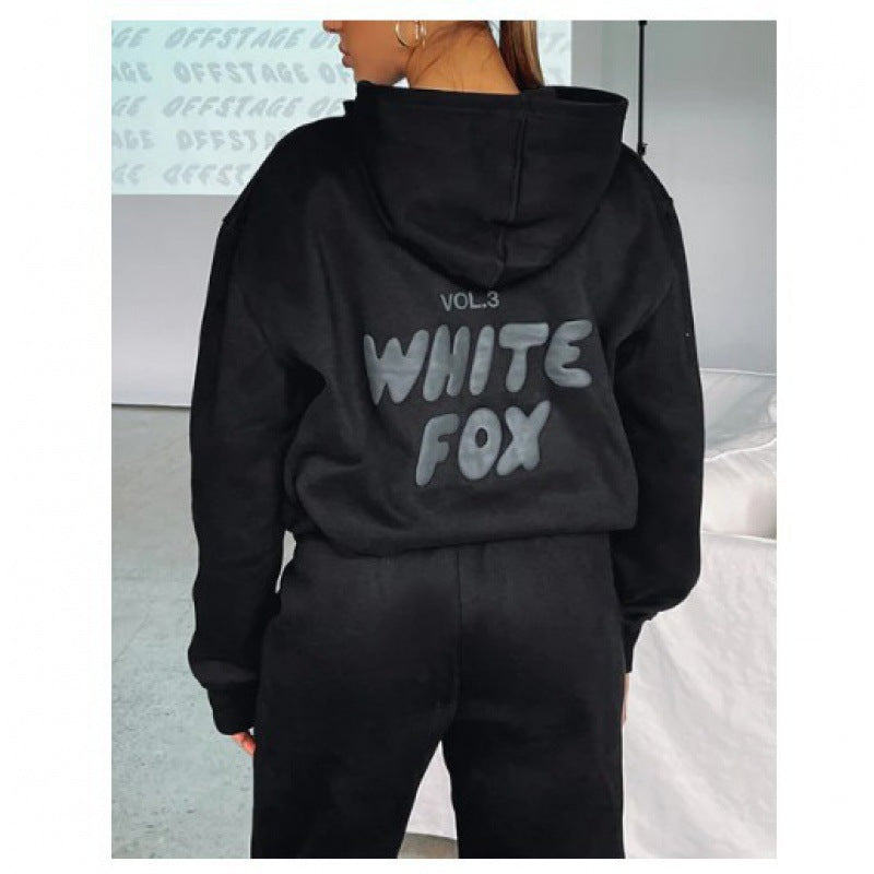 European and American spring, autumn and winter new sweatshirt set fashion sports LOGO long-sleeved pullover hooded sweatshirt two-piece set