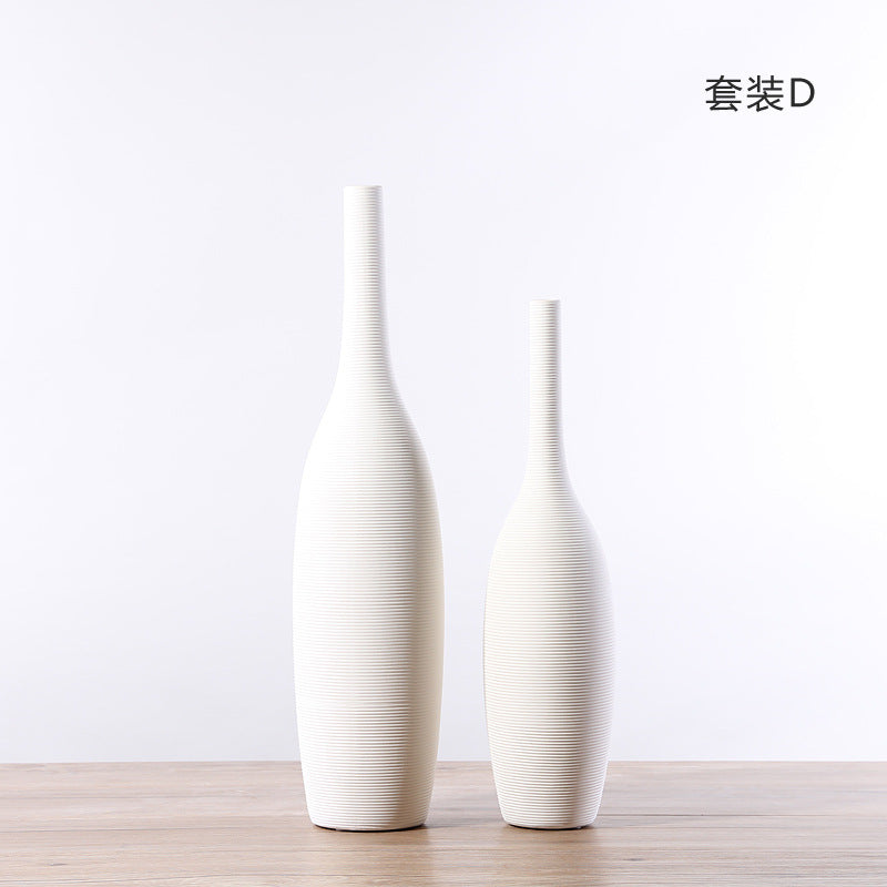 Nordic minimalist home living room flower arrangement decoration ins wabi sabi wind homestay decoration plain embryo striped vase