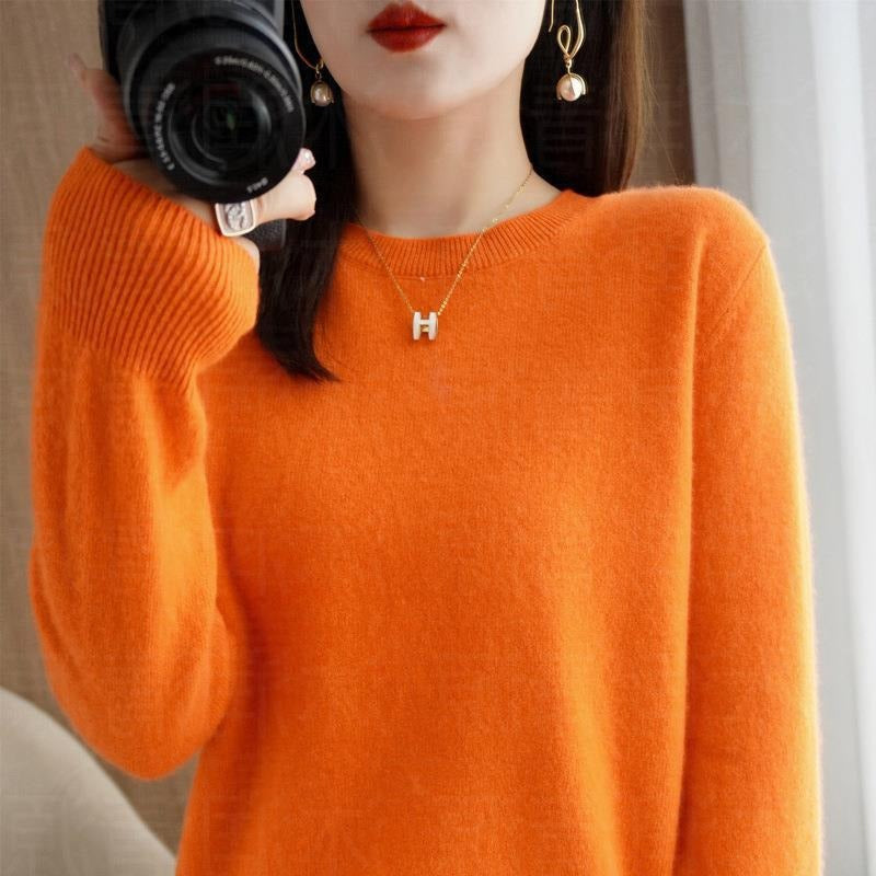 Sweater women's autumn and winter crew neck long sleeve pullover knitted sweater women's women's sweater base shirt women's top Korean