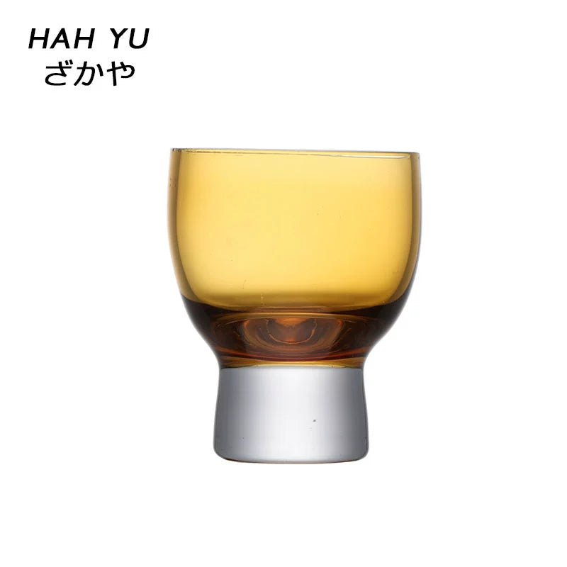 Amber old time/medieval Japanese glass sake cup smelling incense cup white wine cup wood masonry small wine cup