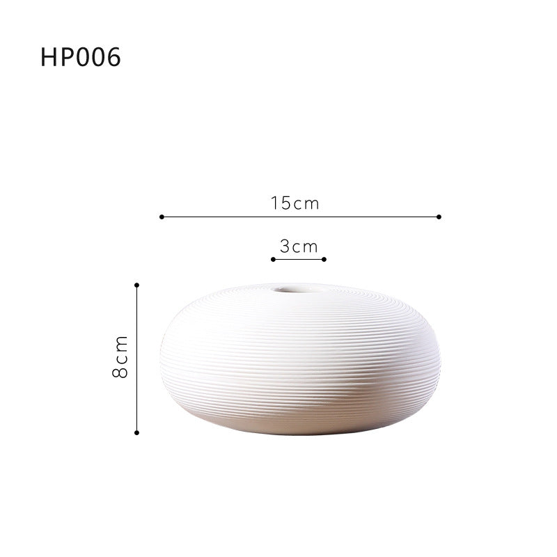 Nordic minimalist home living room flower arrangement decoration ins wabi sabi wind homestay decoration plain embryo striped vase