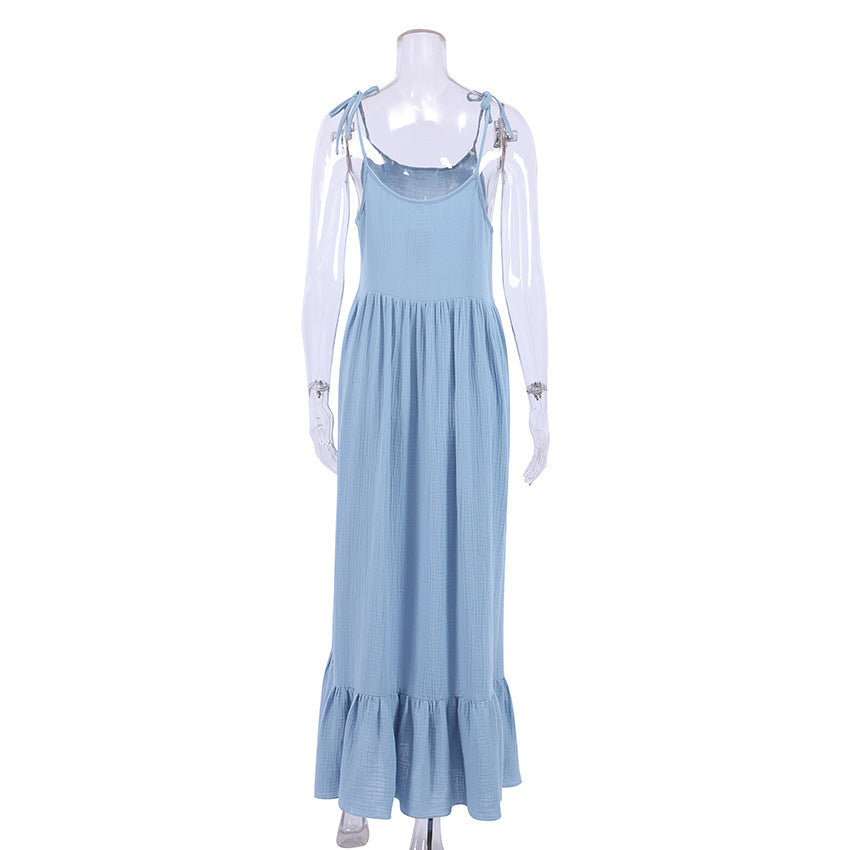 summer French style pajamas fashion nightgown two-piece set double-layer gauze suspenders nightdress ruffled ladies home clothes