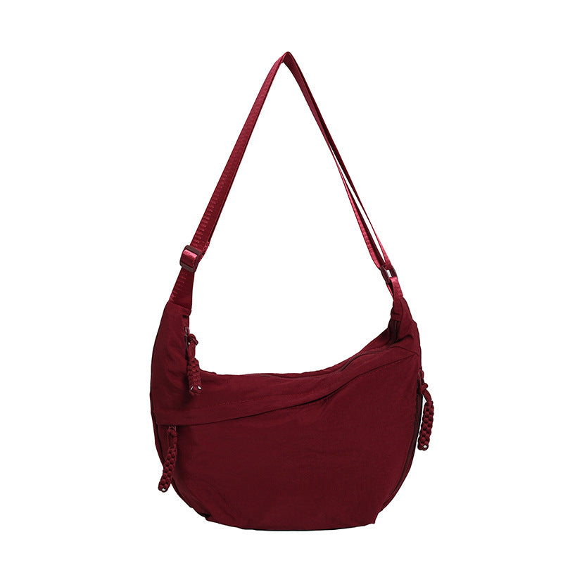 Solid Color Trend Personality Shoulder Bag Bag Women's Daily Simple Dumpling Bag Versatile Nylon Crossbody Bag Women's Casual