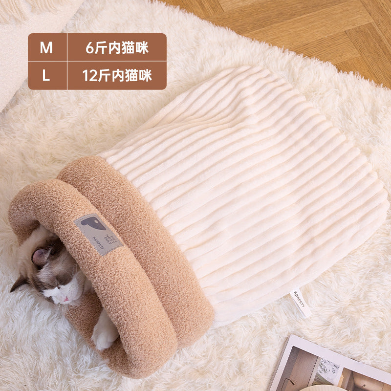 Autumn and winter warm cat nest sleeping bag drill hole nest closed kitten nest security dog nest drill quilt