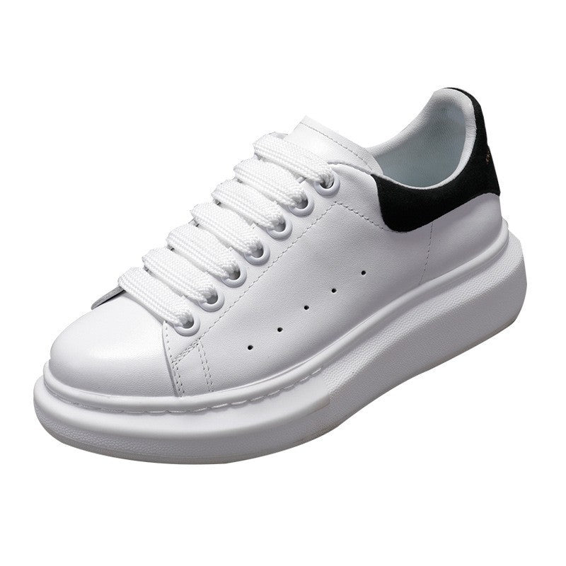 new muffin all-match thick-soled sports McQueen small white shoes women's leather casual shoes women's single shoes large size women's shoes