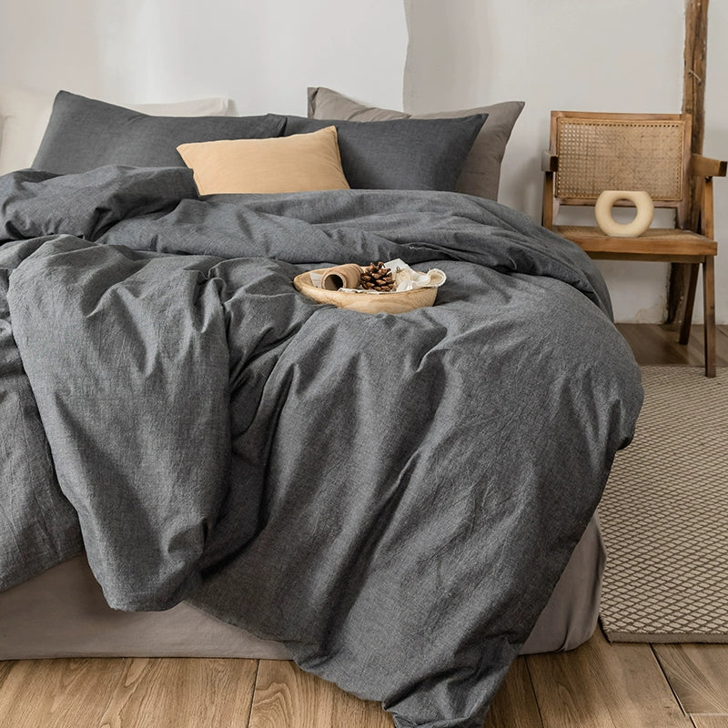 Simple cotton fitted sheet style naked sleeping solid color four-piece set