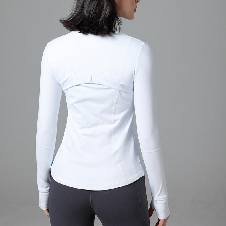 Define yoga wear jacket spring and autumn winter yoga top breathable running fitness stand collar skinny sports coat