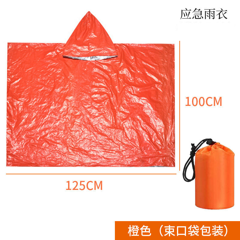 Support cross-border consignment of labeled outdoor emergency sleeping bags, portable survival raincoats, hiking, camping, and thermal insulation raincoats