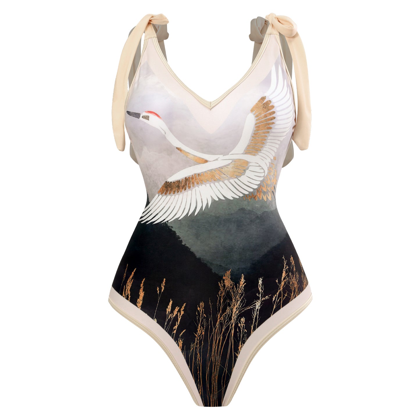 Sexy Retro One-Piece Swimsuit – Tight Fit, Strappy Design, Chiffon Cover-Up Skirt, European & American Fashion for Women