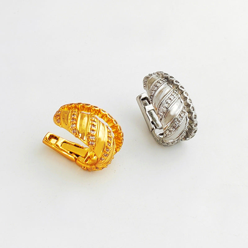 Copper European and American personality metal texture wide-faced double-layer ear clip without ear hole temperament cold style ear bone clip T822