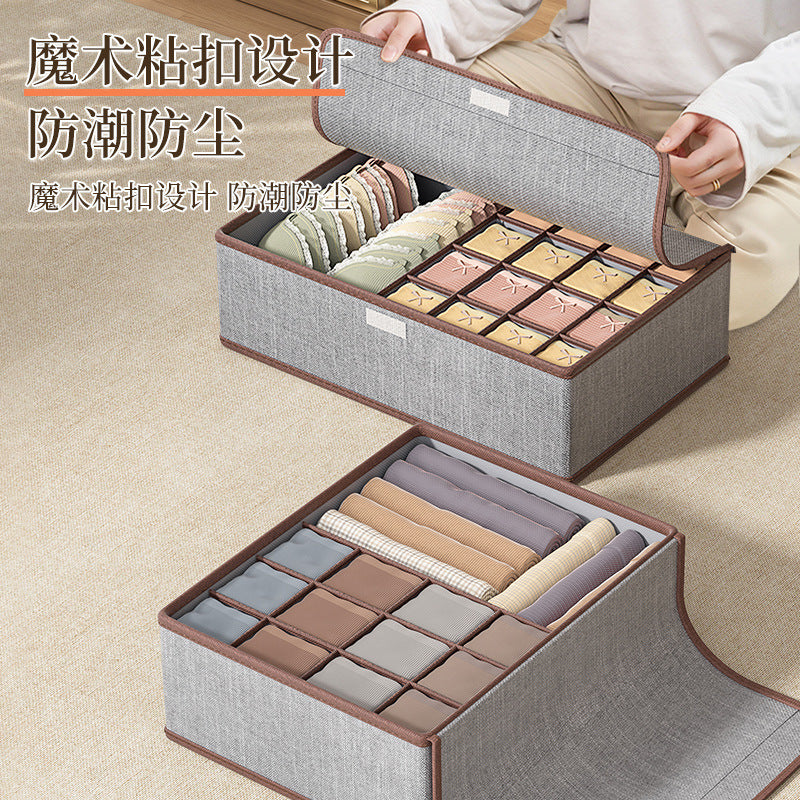 Cotton and linen underwear storage box, home student dormitory, socks and underwear three-in-one drawer separation and organizer box