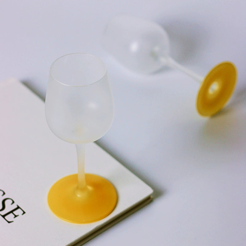 Vintage frosted yellow glass mini small wine glass sake creative goblet champagne red wine glass