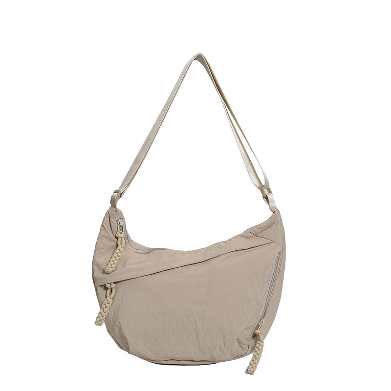 Solid Color Trend Personality Shoulder Bag Bag Women's Daily Simple Dumpling Bag Versatile Nylon Crossbody Bag Women's Casual