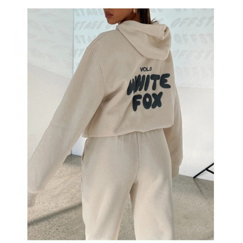 European and American spring, autumn and winter new sweatshirt set fashion sports LOGO long-sleeved pullover hooded sweatshirt two-piece set