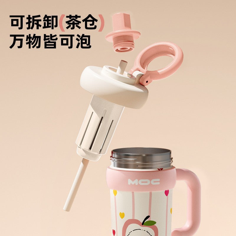 Spot ceramic thermos cup girls' new ice straw cup large capacity giant ton ton cup supports mixed batch