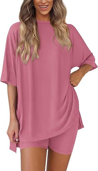 spring/summer European and American new loose fashion solid color casual short-sleeved shorts two-piece set