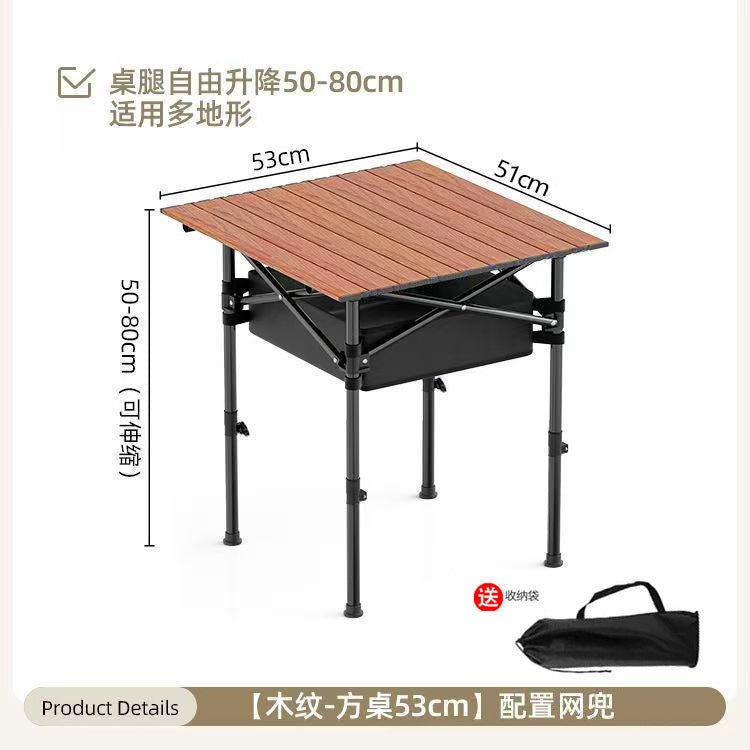 Outdoor Folding Table Metal Egg Roll Table Portable Camping Picnic Table Setting Table Camping Barbecue Self Drive Tour