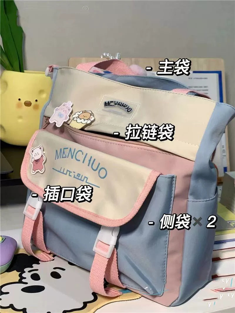 Japanese ins style college style bag female Korean version large capacity Messenger bag girl student commuting shoulder bag