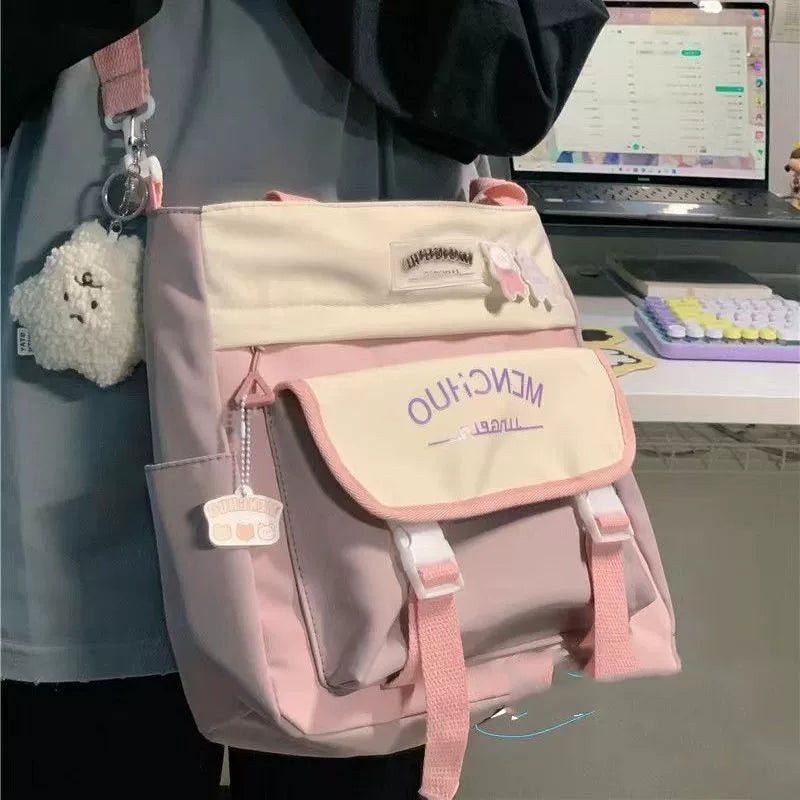 Japanese ins style college style bag female Korean version large capacity Messenger bag girl student commuting shoulder bag