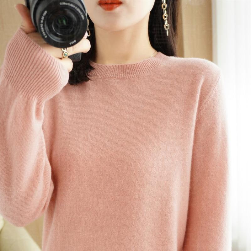 Sweater women's autumn and winter crew neck long sleeve pullover knitted sweater women's women's sweater base shirt women's top Korean