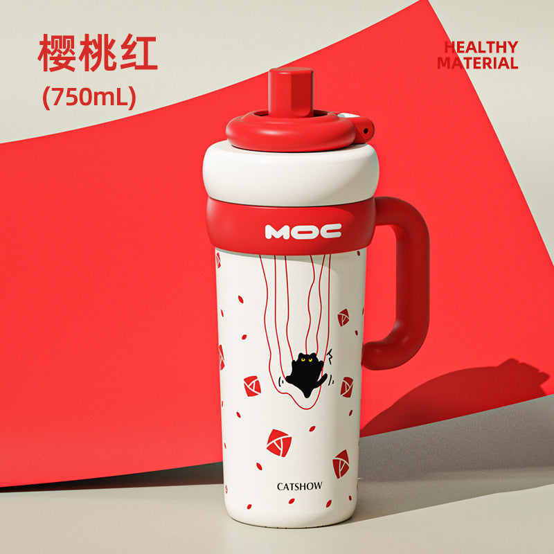 Spot ceramic thermos cup girls' new ice straw cup large capacity giant ton ton cup supports mixed batch